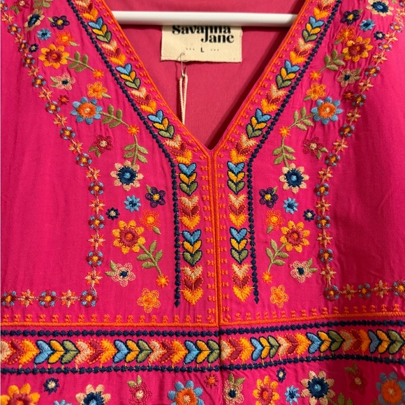 NWT Savanna Jane Pink Dress with Colorful Embroidery - Picture 3 of 3